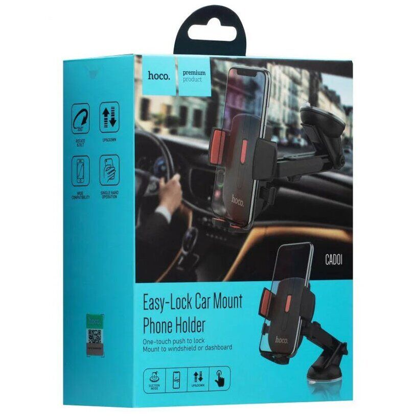 Автотримач для телефону затискач під вагою HOCO "CAD01" жорстка ніжка Black/Red Автотримач для телефону затискач під вагою HOCO "CAD01" жорстка ніжка Black/Red