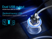 АЗП 12/24V 2USB 2.4А Hoco UC204 L=5cm Black (LED кільце). Изображение №4 АЗП 12/24V 2USB 2.4А Hoco UC204 L=5cm Black (LED кільце). Изображение №4