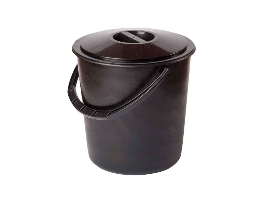 Відро 10л чорне з кришкою пластикова ручка ТМ Гемопласт Відро 10л чорне з кришкою пластикова ручка ТМ Гемопласт