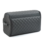 Саквояж-органайзер у багажник 400х340х250мм Чорний шкірзам/чорн.ромб1відділ/пласт.ручки/лип.. Зображення №2