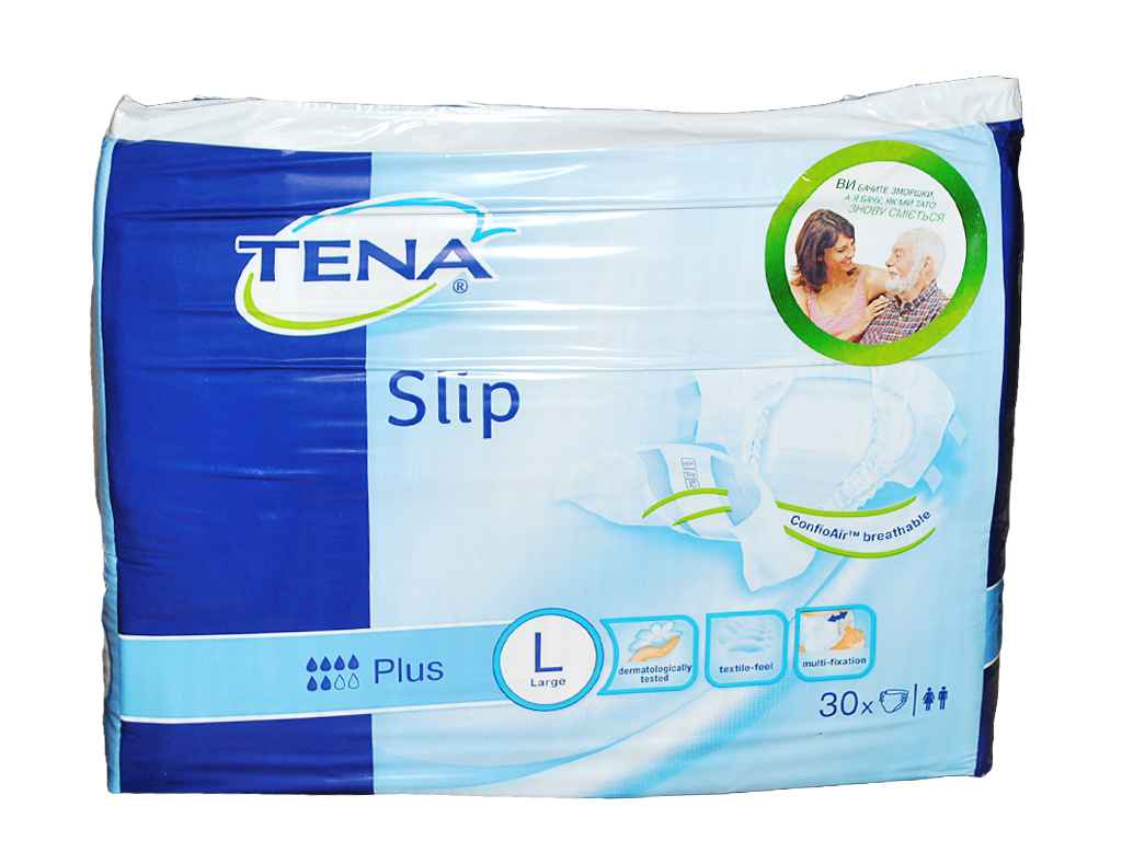 Підгузки дорослі 30 шт.(Slip Plus Large) талія 92-144 см ТМ TENA Підгузки дорослі 30 шт.(Slip Plus Large) талія 92-144 см ТМ TENA