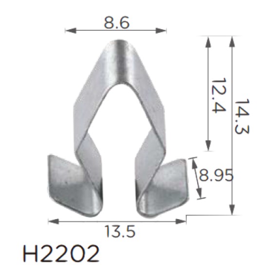 Скоба H2202 В=14.3 Д=13.5 Ш=9 VW, AUDI, SKODA,SEAT (4A0-867-276, 4A0867276)( уп. 100 шт.) Скоба H2202 В=14.3 Д=13.5 Ш=9 VW, AUDI, SKODA,SEAT (4A0-867-276, 4A0867276)( уп. 100 шт.)