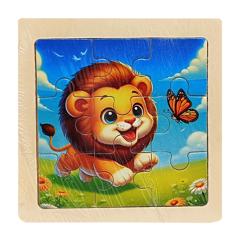 Детский деревянный пазл-вкладыш "Львенок и бабочка" MD 1506-23, 9 элементов 9,8 х 9,8 х 0,4 см Детский деревянный пазл-вкладыш "Львенок и бабочка" MD 1506-23, 9 элементов 9,8 х 9,8 х 0,4 см