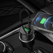 Вольтметр у прикурку 12V/24V на 1*USB.1-Type-C (швидка зарядка QC3.0 PD20W) "Hoco" Z42. Зображення №5