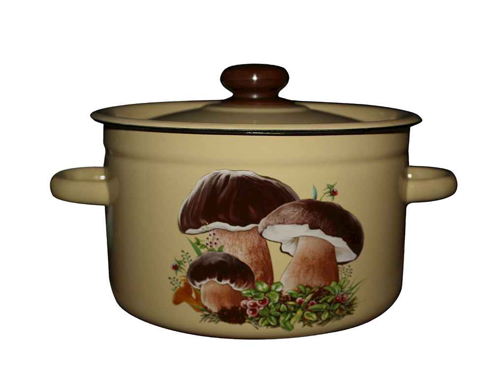 Каструля ем. 4,5л/2 циліндрична Гриби кремова (I1615/2) ТМ IDILIA Каструля ем. 4,5л/2 циліндрична Гриби кремова (I1615/2) ТМ IDILIA