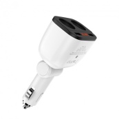 Прикурювач-двійник Hoco Z28 3.1A/2 USB + Цифровий дисплей 2хUSB White. Зображення №2