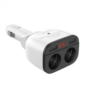 Прикурювач-двійник Hoco Z28 3.1A/2 USB + Цифровий дисплей 2хUSB White. Зображення №3