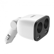 Прикурювач-двійник Hoco Z28 3.1A/2 USB + Цифровий дисплей 2хUSB White. Зображення №4