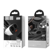 Прикурювач-двійник Hoco Z28 3.1A/2 USB + Цифровий дисплей 2хUSB White. Зображення №6