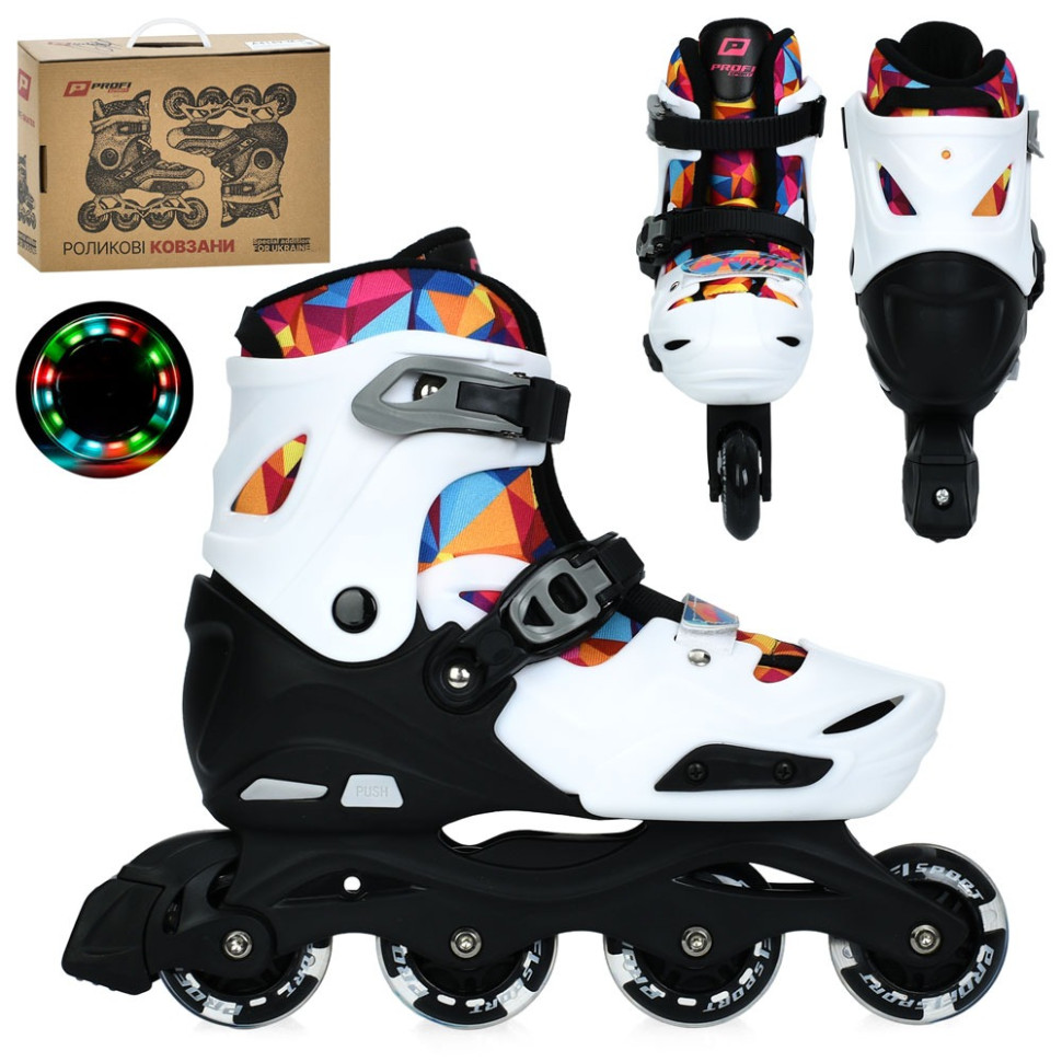 Детские раздвижные ролики A4158-L-W, размер 39-42 Детские раздвижные ролики A4158-L-W, размер 39-42