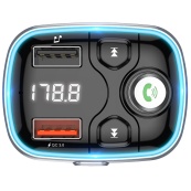 Модулятор Bluetooth "BC32" BOROFONE Sunlight QC3.0 2USB/2,4A/18W Black. Изображение №4