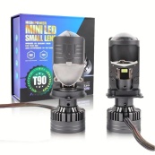 Лампа LED Міні Лінзи H4 D35мм 90/130w 10000/14000Lm 6000K 3570 Chip 12V "T90". Изображение №2