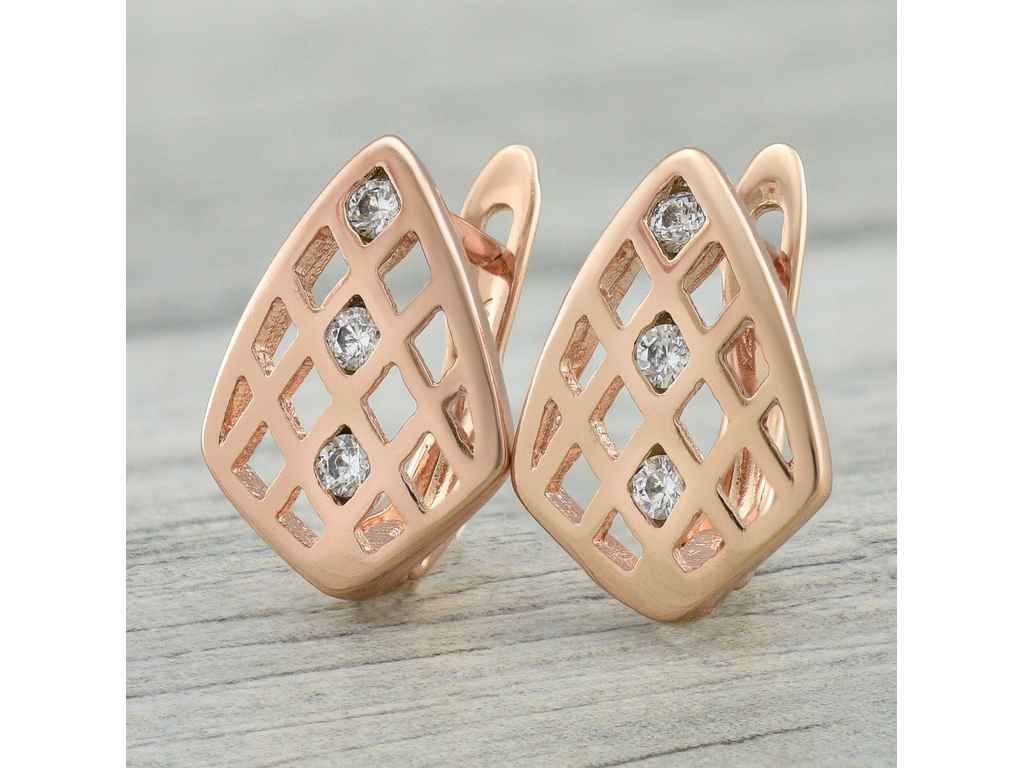 Сережки Золото голландців 22357РО 15*10мм білі фіаніти 2,7 г позолота РО ТМ XUPING Сережки Золото голландців 22357РО 15*10мм білі фіаніти 2,7 г позолота РО ТМ XUPING