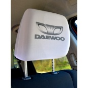 Чохол підголівників DAEWOO білий кольоровий логотип. Изображение №2