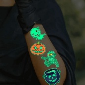 Набор детских временных татуировок "Halloween glow" kids-tatto-halloween-glow-set-1. Изображение №5