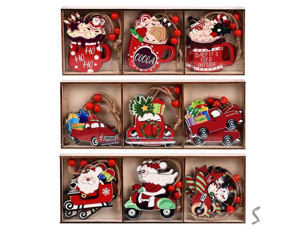 Фігурка-підвіска новорічна Wooden 9шт/уп R96374 ТМ STENSON Фігурка-підвіска новорічна Wooden 9шт/уп R96374 ТМ STENSON