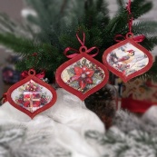 Творчий набір для створення 3-х ялинкових прикрас "Vintage Christmas" FDCKW-053. Зображення №3