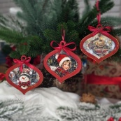 Творчий набір для створення 3-х ялинкових прикрас "Vintage Christmas" FDCKW-053. Зображення №4