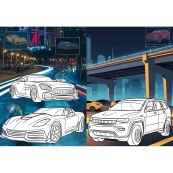 Дитяча розмальовка зі стікерами "Автопарк" CB26, 16 сторінок. Зображення №2
