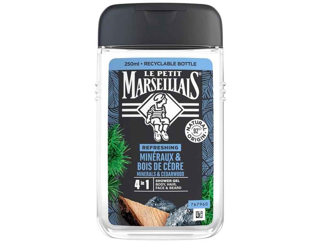 Гель-шампунь для душу 250мл для чоловіків 4в1 Кедр і мінерали 4в1 ТМ Le Petit Marseillais Гель-шампунь для душу 250мл для чоловіків 4в1 Кедр і мінерали 4в1 ТМ Le Petit Marseillais