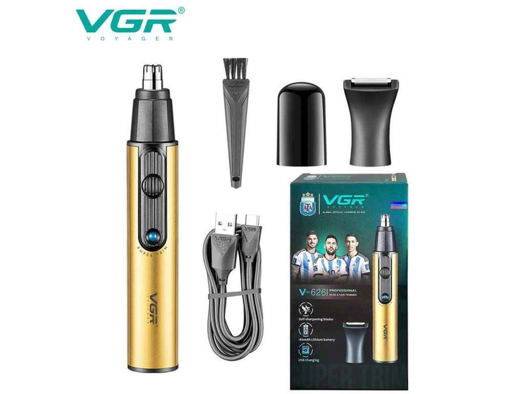 Тример 5Вт Акумулятор VGR 2 в 1 V-626 GOLD, 2 насадки (для носа та волосся) ТМ VGR Тример 5Вт Акумулятор VGR 2 в 1 V-626 GOLD, 2 насадки (для носа та волосся) ТМ VGR