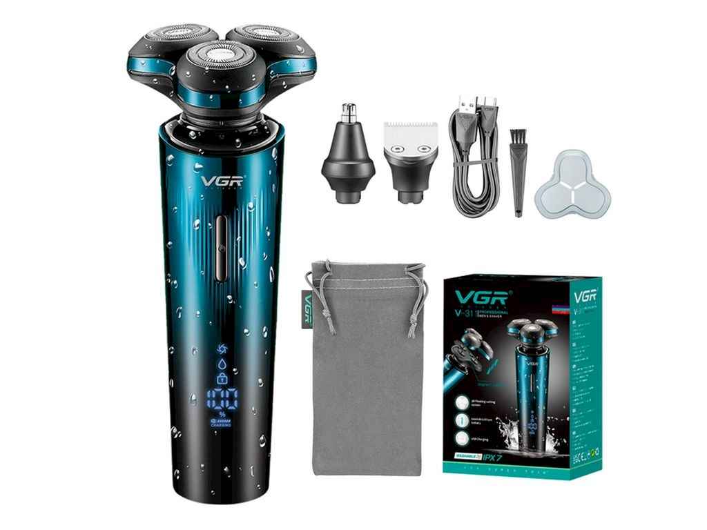 Електробритва 5Вт Акумулятор VGR 3 в 1 V-303, 3 насадки, IPX7, LED display ТМ VGR Електробритва 5Вт Акумулятор VGR 3 в 1 V-303, 3 насадки, IPX7, LED display ТМ VGR