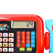 Детский игровой кассовый аппарат 6178F калькулятор, сканер, звук, свет, корзина. Изображение №3