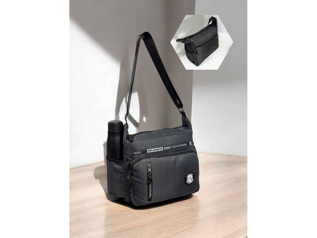 Сумка чоловіча графітовий 24*11*28,5см м.0722 плащівка ТМ SP Сумка чоловіча графітовий 24*11*28,5см м.0722 плащівка ТМ SP