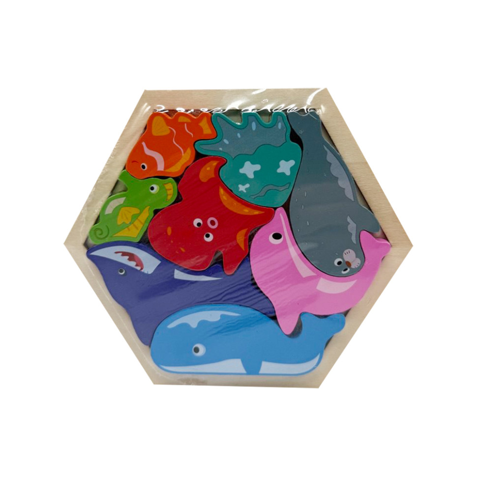 Дитячий дерев’яний пазл вкладиш "Морські тваринки" C9441-3 Дитячий дерев’яний пазл вкладиш "Морські тваринки" C9441-3