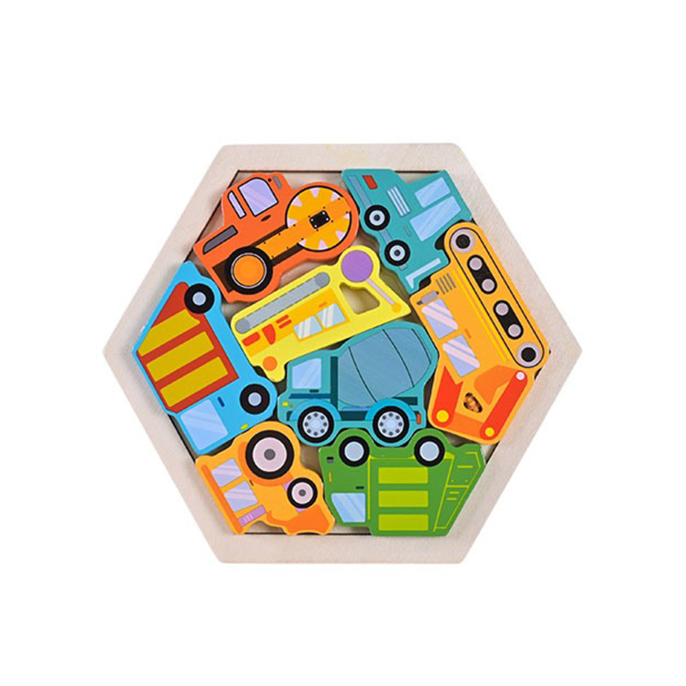 Дитячий дерев’яний пазл вкладиш "Будівельний транспорт" C9441-2 Дитячий дерев’яний пазл вкладиш "Будівельний транспорт" C9441-2