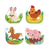 Дитячий пазл 4 в 1 "Baby puzzle. Сільські тварини" DoDo Toys 300686 набір 4 в 1. Зображення №3
