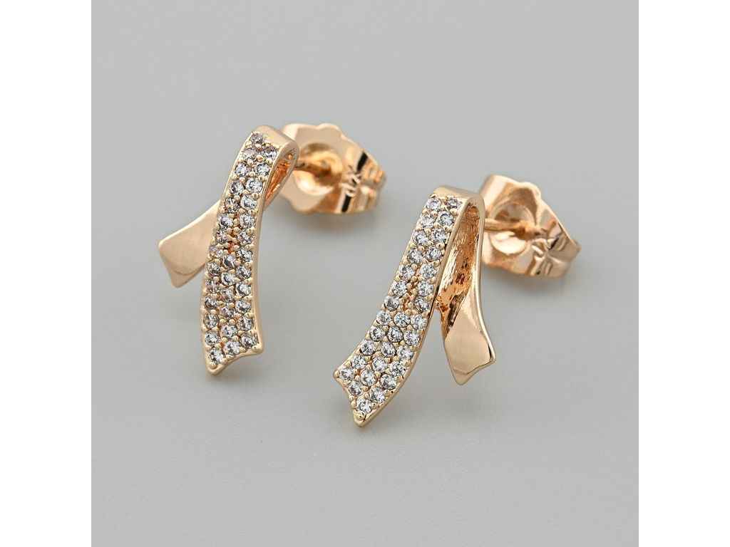 Сережки гвоздики Санторіні 55115 16х10мм білі фіаніти позолота 18К ТМ XUPING Сережки гвоздики Санторіні 55115 16х10мм білі фіаніти позолота 18К ТМ XUPING