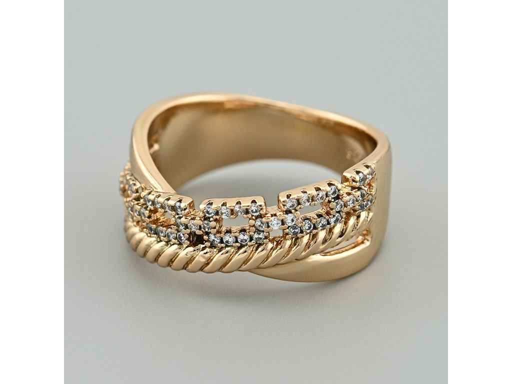 Каблучка Шафран 46065 9мм білі фіаніти позолота 18К р.19 ТМ XUPING Каблучка Шафран 46065 9мм білі фіаніти позолота 18К р.19 ТМ XUPING