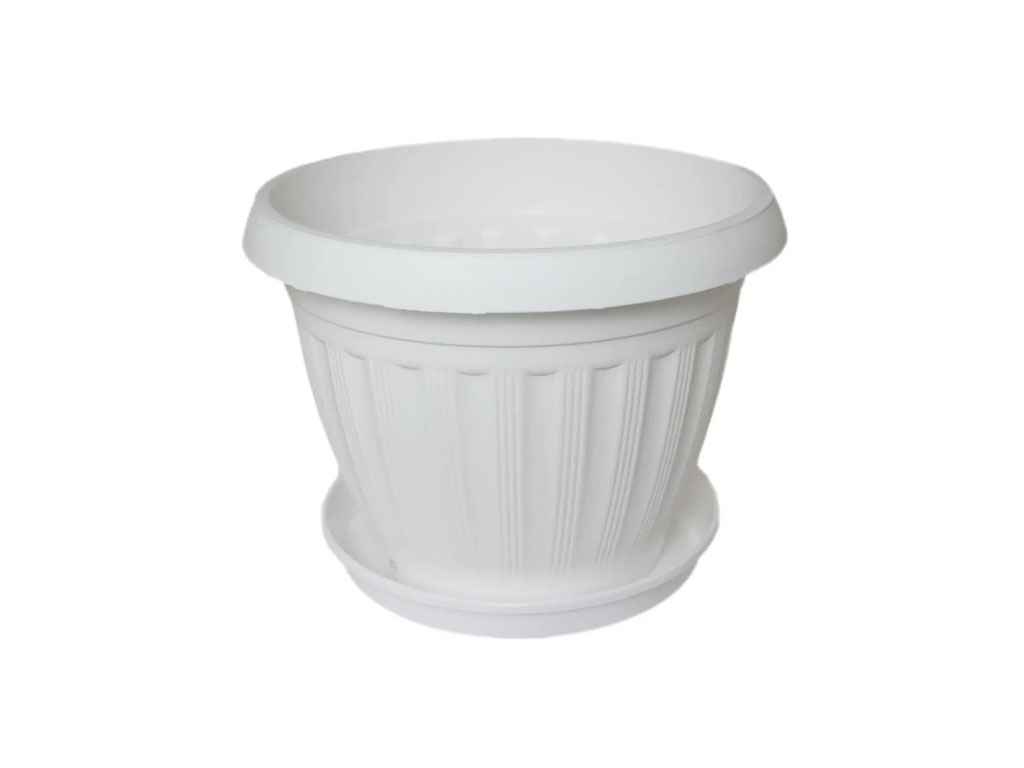 Горщик для квітів 8л Бутони 280мм білий ТМ ЕТАЛОН-С Горщик для квітів 8л Бутони 280мм білий ТМ ЕТАЛОН-С