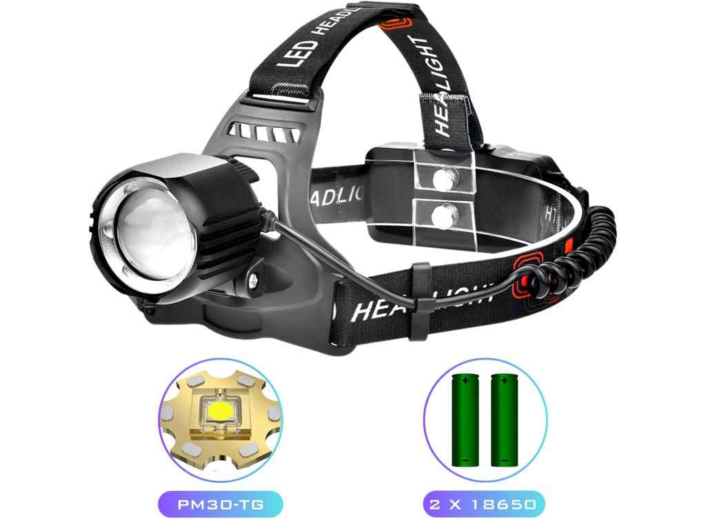 Ліхтар налобний 5000K АКБ 2*18650 PLD-T115-PM30-TG, Box ТМ КИТАЙ Ліхтар налобний 5000K АКБ 2*18650 PLD-T115-PM30-TG, Box ТМ КИТАЙ