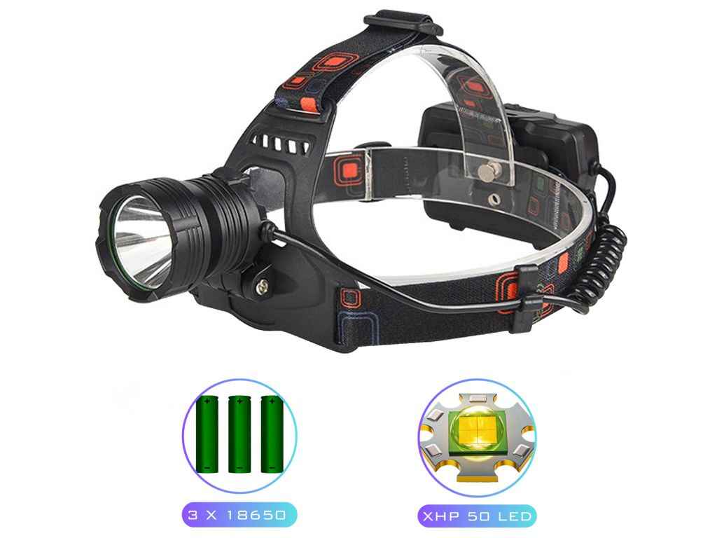 Ліхтар налобний 5000K АКБ 3*18650 XQ-218-HP50 ТМ КИТАЙ Ліхтар налобний 5000K АКБ 3*18650 XQ-218-HP50 ТМ КИТАЙ
