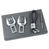 Подарунковий набір HONDA 2в1 (фіксатор ременів, плетений брелок) №2 хром. Изображение №2