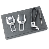 Подарунковий набір MERCEDES 2в1 (фіксатор ременів, плетений брелок) №2 хром. Изображение №2