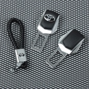 Подарунковий набір TOYOTA 2в1 (фіксатор ременів, плетений брелок) №2 хром. Изображение №2