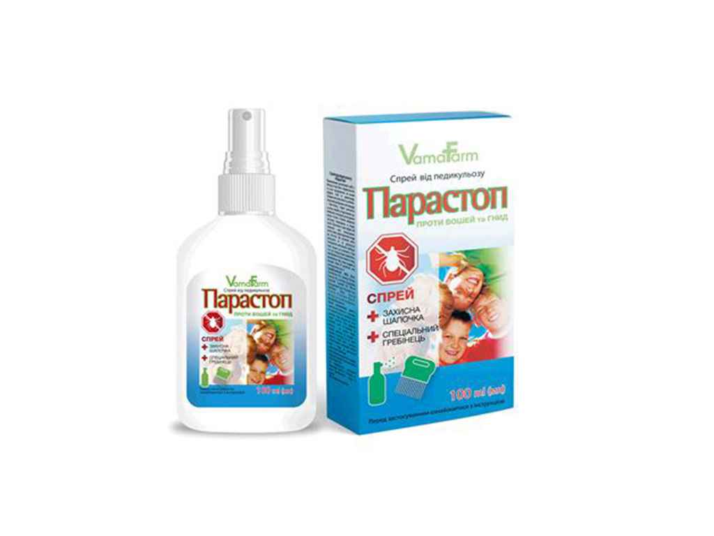 Спрей косметичний від педикульозу ПАРАСТОП , 100 мл ТМ VamaFarm Спрей косметичний від педикульозу ПАРАСТОП , 100 мл ТМ VamaFarm