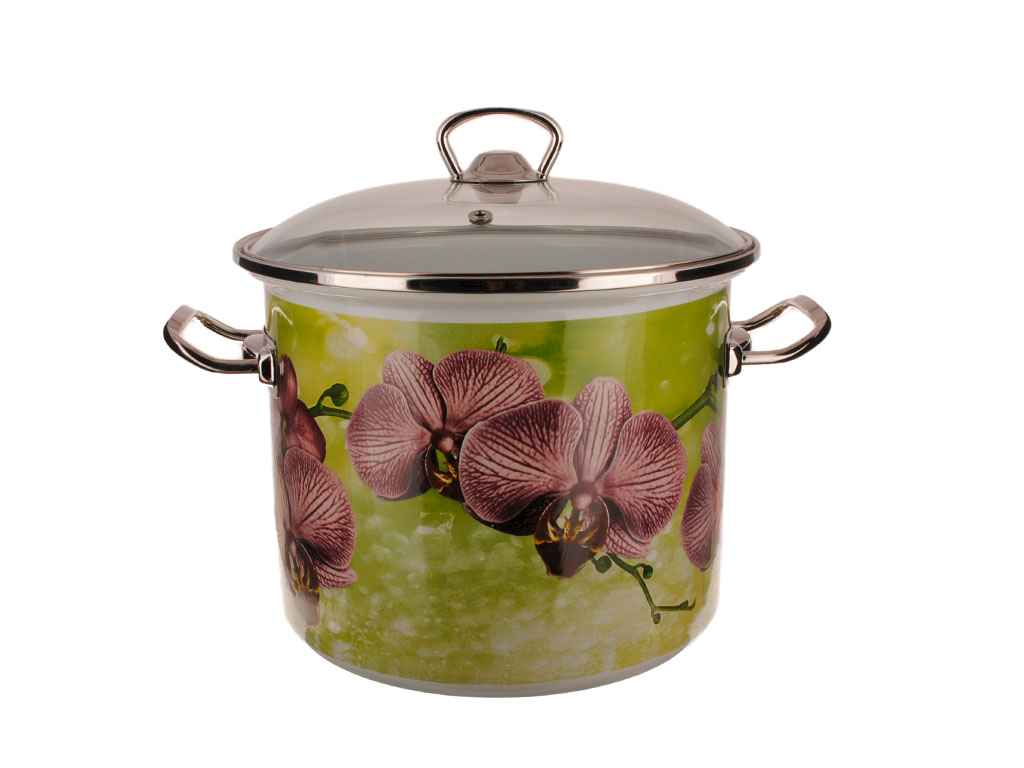 Каструля ем. 2л циліндрична Орхідея з нерж. обідком (I83110) ТМ IDILIA Каструля ем. 2л циліндрична Орхідея з нерж. обідком (I83110) ТМ IDILIA