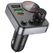 Модулятор Bluetooth "E88" "HOCO" Cigarette lighter PD20W + QC3.0 (2Type-C) Black. Изображение №2