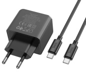 Адаптер 220v (1USB 1Type-C) HOCO CS14A PD20W+QC3.0 + (кабель Type-C-Type-C) Black. Зображення №3