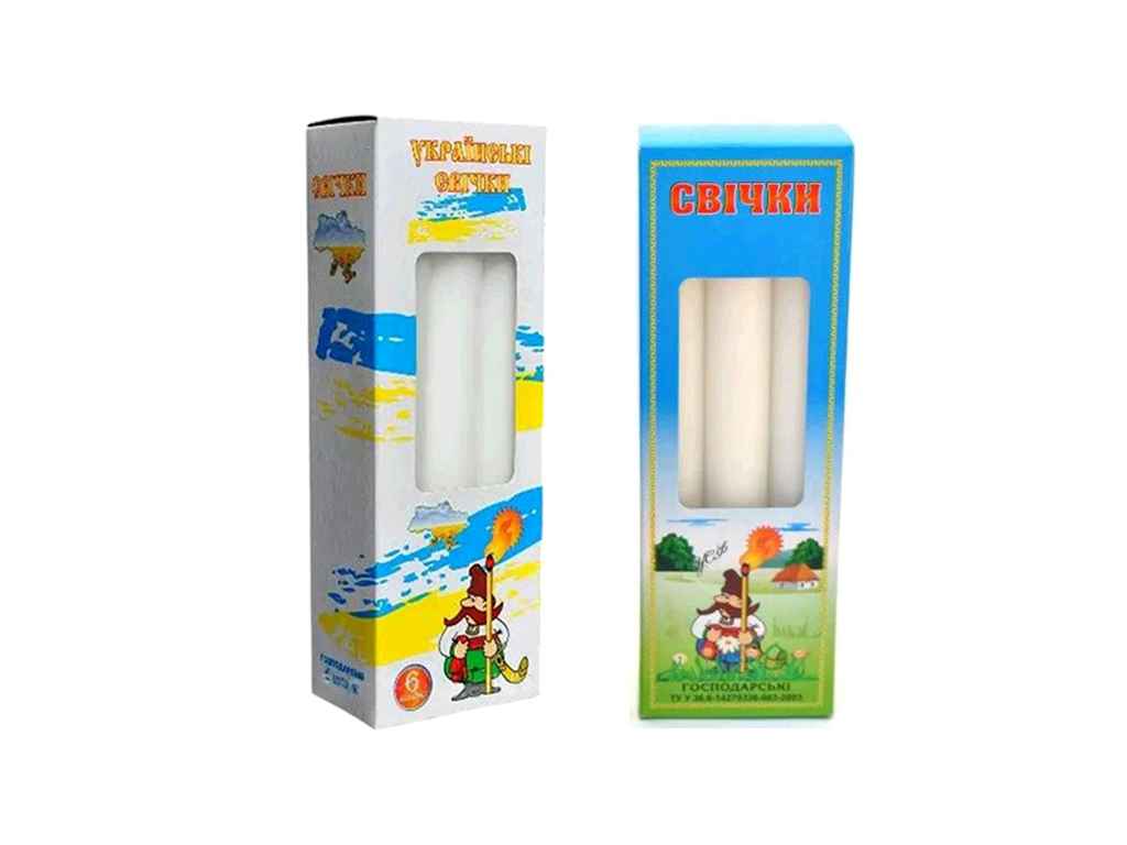 Свічка господарські НГЦ Ø 18мм х 185мм 6шт/уп ТУ У 36.6-32413704-00-2023 ТМ УСФ Свічка господарські НГЦ Ø 18мм х 185мм 6шт/уп ТУ У 36.6-32413704-00-2023 ТМ УСФ