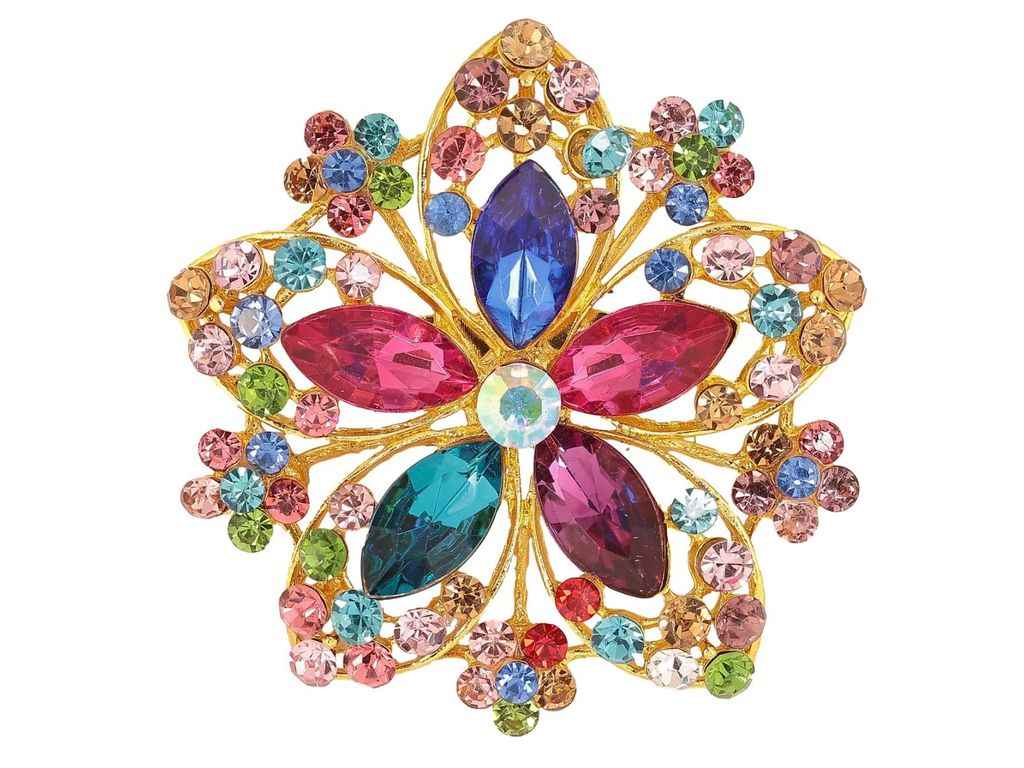 Брошка «Квіточка з різнокольоровими стразами» 295310 ТМ XUPING Брошка «Квіточка з різнокольоровими стразами» 295310 ТМ XUPING