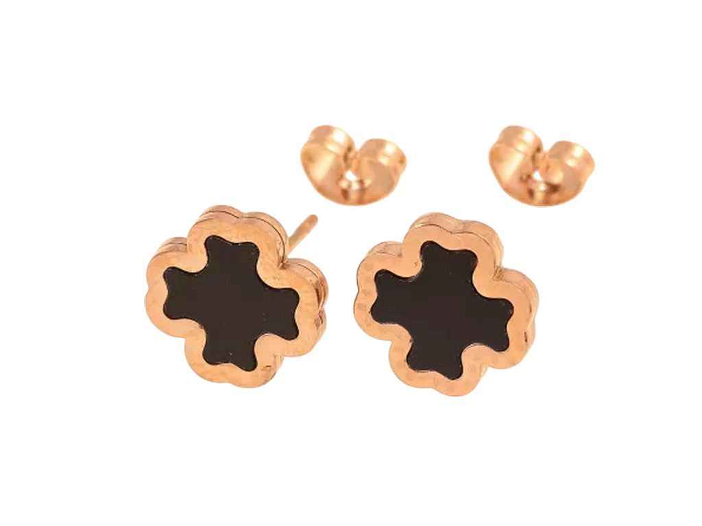 Сережки пусети нержавіюча сталь Конюшина з чорною вставкою 11*11мм 298097 ТМ XUPING Сережки пусети нержавіюча сталь Конюшина з чорною вставкою 11*11мм 298097 ТМ XUPING