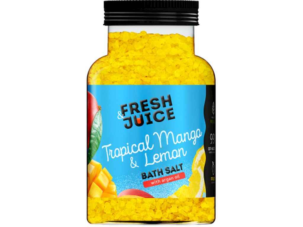 Сіль для ванн 700г пляшка Tropical Mango Lemon ТМ FRESH JUICE Сіль для ванн 700г пляшка Tropical Mango Lemon ТМ FRESH JUICE