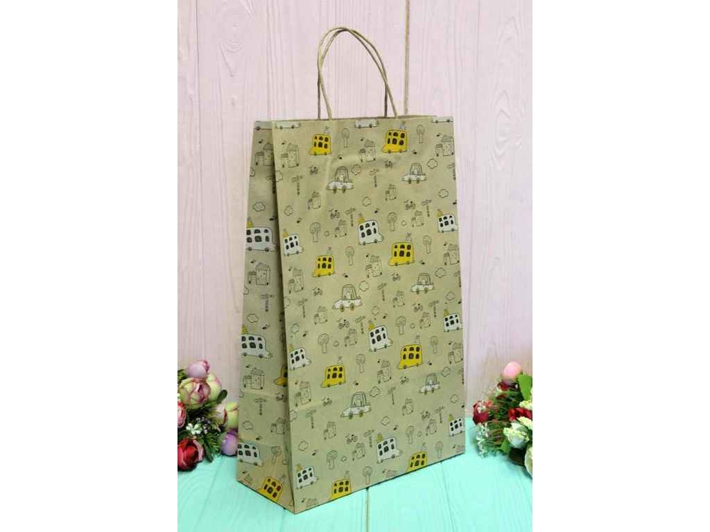 Пакет подарунковий крафт 24*37*10см №ПАК-1038БР ТМ УПАКОВКИН Пакет подарунковий крафт 24*37*10см №ПАК-1038БР ТМ УПАКОВКИН