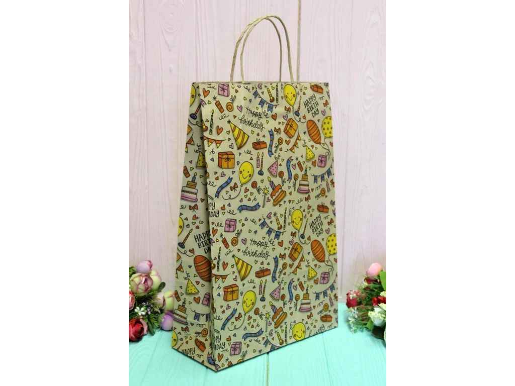 Пакет подарунковий крафт 24*37*10см №ПАК-1042БР ТМ УПАКОВКИН Пакет подарунковий крафт 24*37*10см №ПАК-1042БР ТМ УПАКОВКИН