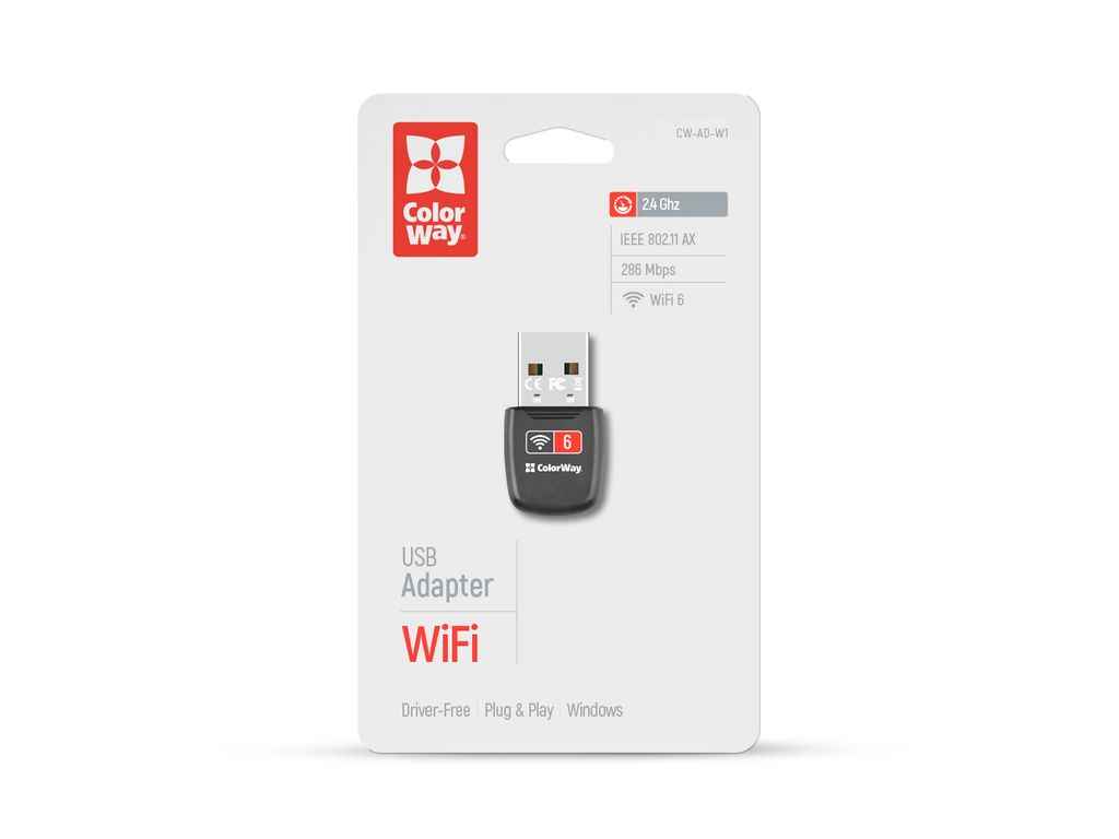 Адаптер Wi-Fi 6 286 Мбіт/с ТМ СolorWay Адаптер Wi-Fi 6 286 Мбіт/с ТМ СolorWay